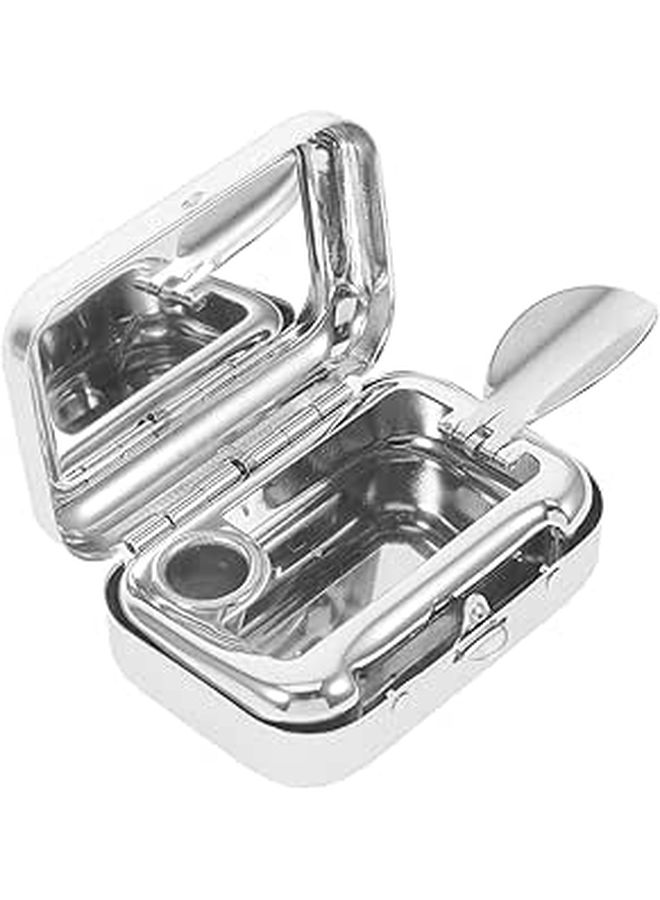 Windproof Stainless Steel Mini Pocket Ashtray with Lid for Outdoor Car and Home Use - Image 1