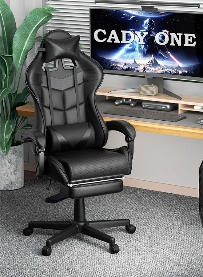 Generic Gaming Chair Adjustable Computer Chair Pc Office Pu Leather High Back Lumbar Support Comfortable Armrest Headrest 82X29X59 Cm  - Image 1
