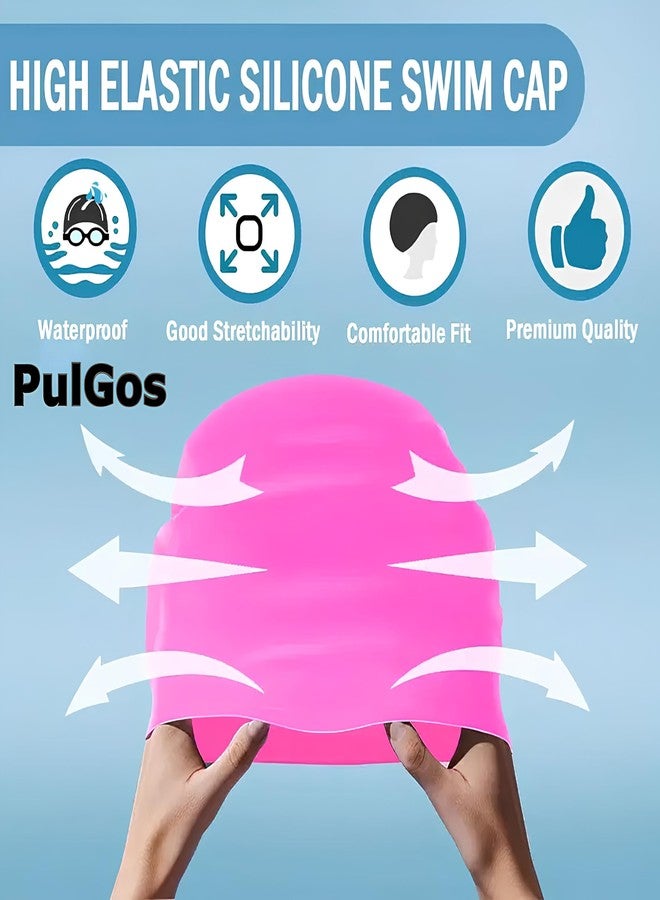 PulGos قبعة سباحة PulGos للجنسين - قبعة سباحة ناعمة ومتينة وقابلة للتمدد للرجال والنساء، تحافظ على الشعر جافًا وآمنًا - مثالية لحمامات السباحة والتدريب وجلسات السباحة - Image 4