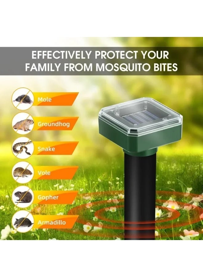 4-Pack Solar Powered Ultrasonic Sonic Mole Pest Rodent Repeller for Yard & Outdoor - Image 2