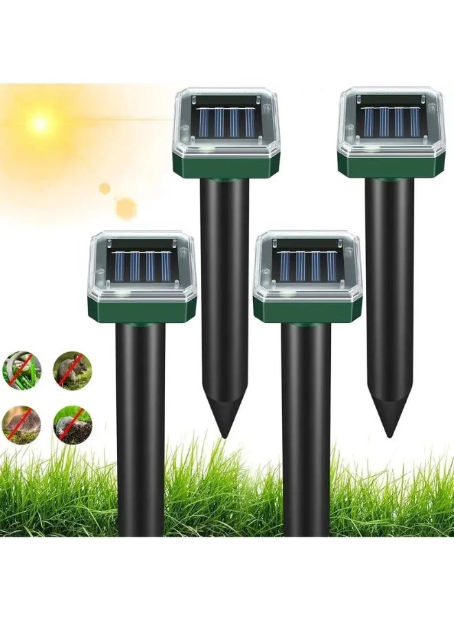 4-Pack Solar Powered Ultrasonic Sonic Mole Pest Rodent Repeller for Yard & Outdoor - Image 1
