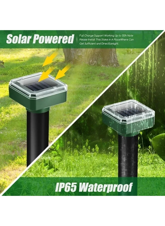 4-Pack Solar Powered Ultrasonic Sonic Mole Pest Rodent Repeller for Yard & Outdoor - Image 3