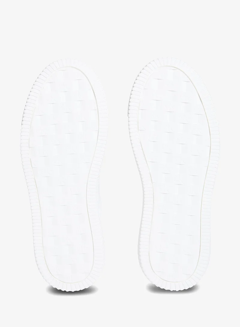 Calvin Klein Jeans Bright White/Black Leather Sneakers for Women | Best Price UAE