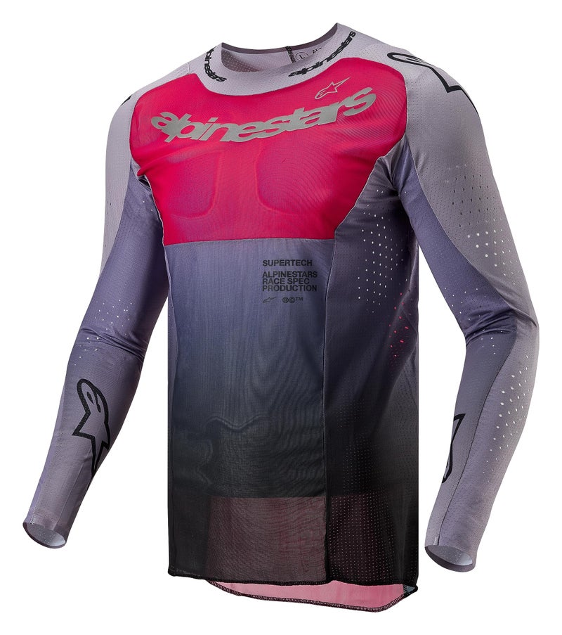 Alpinestars 3763324-1396-L: Supertech Dade Jersey Iron/Red Berry Lg - Image 3
