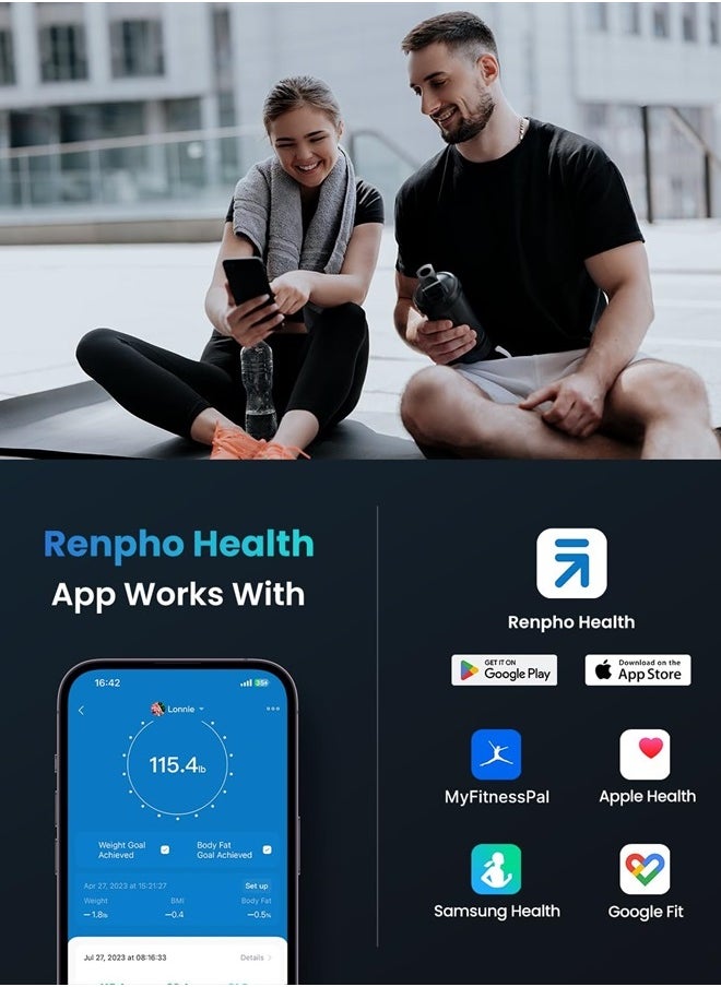 RENPHO Bluetooth Body Fat Scale, Digital Weight Scale Bathroom Smart Body Composition Analyzer Wireless BMI Compact Scale Health Monitor with Smartphone APP, 396 lbs  - Image 4