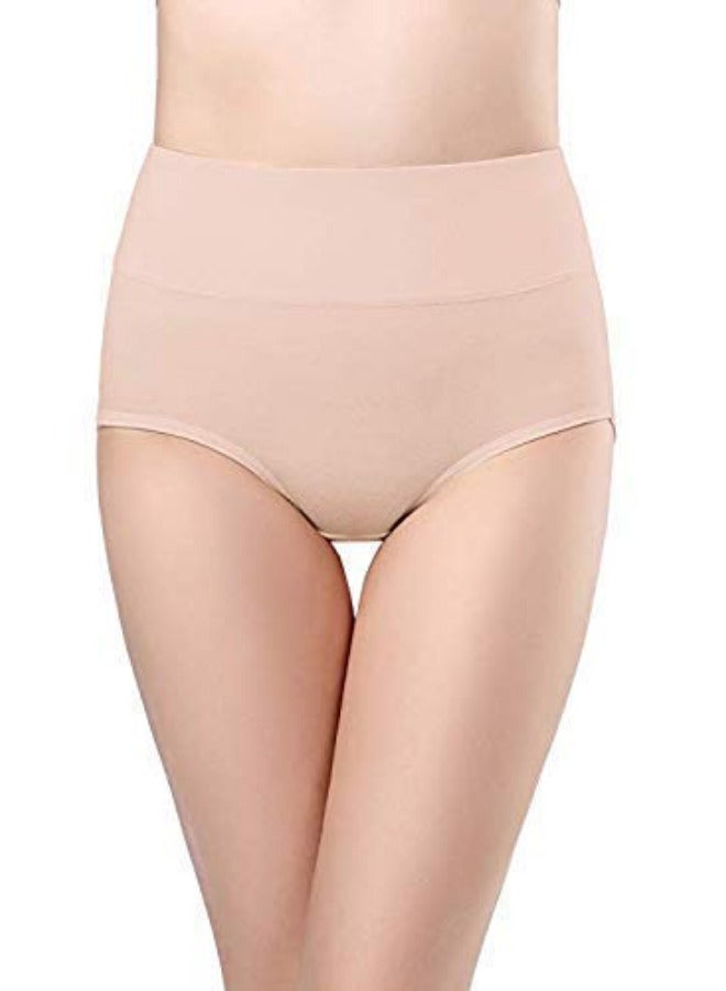 Glamroot Women's Cotton High Waist Full Coverage Tummy Control Panty, Beige, Pack Of 2 - Image 2