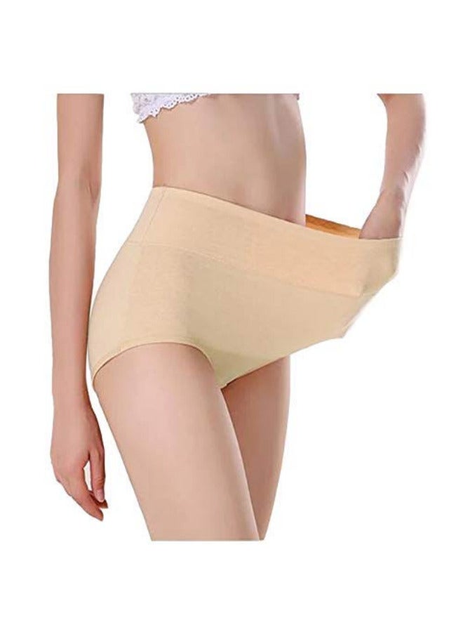 Glamroot Women's Cotton High Waist Full Coverage Tummy Control Panty, Beige, Pack Of 2 - Image 5