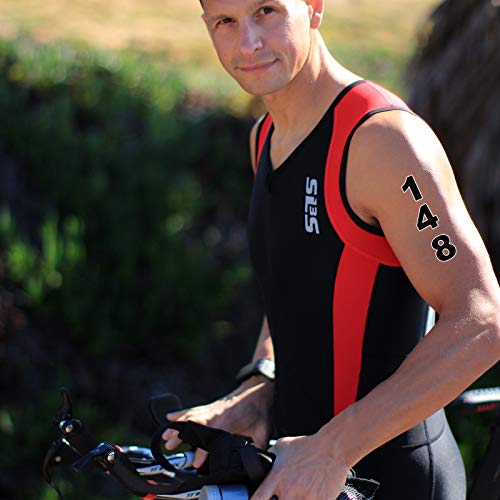 SLS3 Temporary Tattoo Numbers - Racing Number Tattoos Temporary Stickers, 2 Inch - Triathlon Marathon Running Cycling - Race Number Temporary Tattoos, Black, Pack of 100 - Image 2