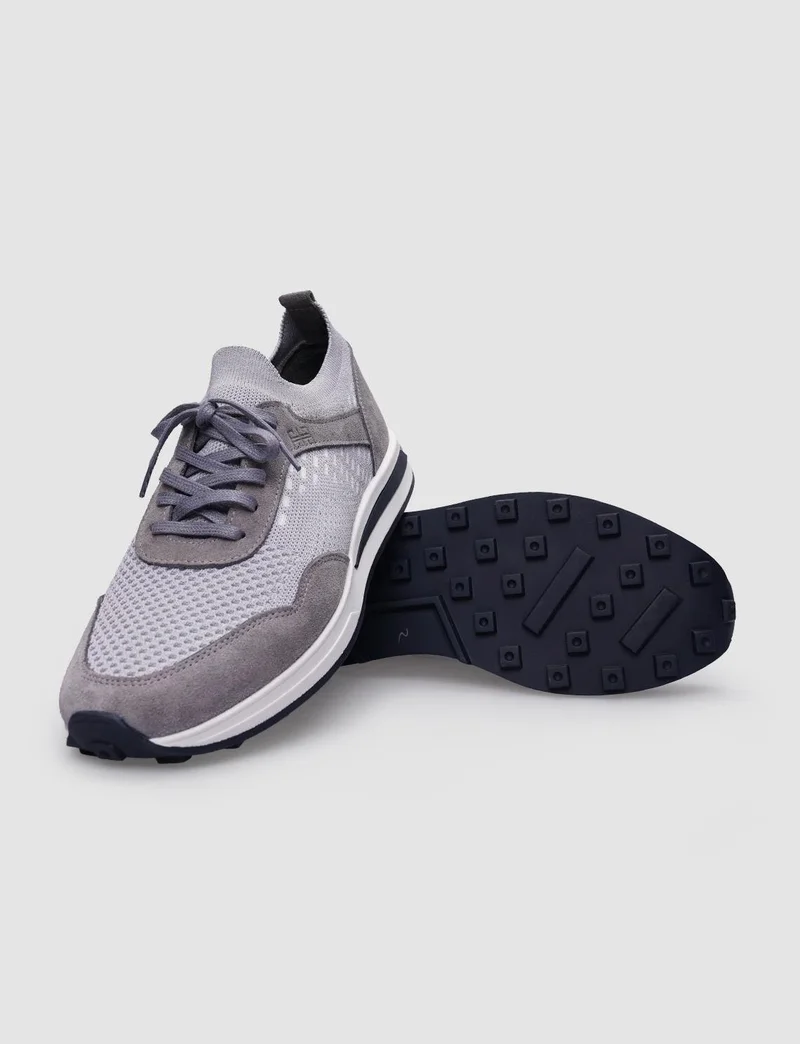 Cabani Knitwear Gray Lace-up Men's Sports Shoes