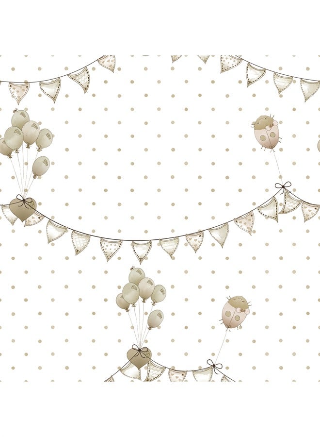 JAMEEL Celebration Bunting And Balloon Wallpaper - Pastel Polka Dot And Cream Pattern with Festive Elements - Jolly Wall Decor for Kids' Rooms And Nurseries  - Image 1
