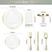 Bestluck 350PCS Clear Gold Plastic Plates for 50 Guests Disposable Dinnerware Set Includes 100 Clear Disposable Plates 150 Gold Silverware 50 Cups 50 Napkins for Party Wedding - Image 4