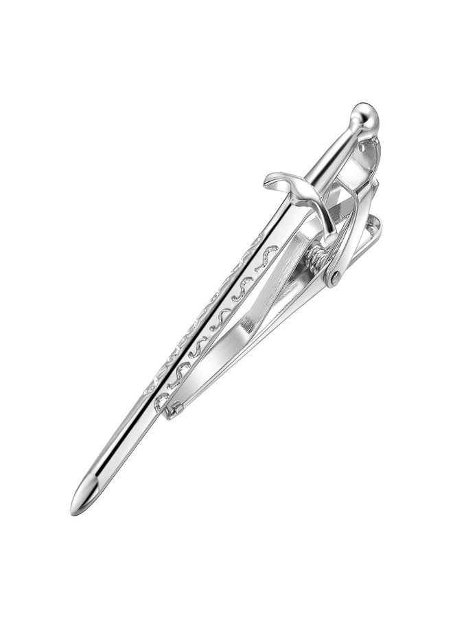 Yoursfs Silver scottish Sword Tie Clip for Men Warrior Tie Sharp Knif Tie Bar Clips Game Tie Pin - Image 1