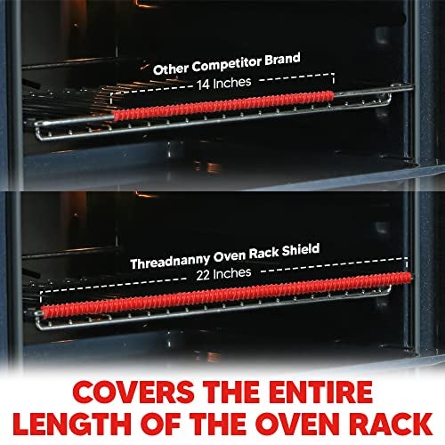 ThreadNanny Silicone Oven Rack Shield Guard, Extra Long 22” Red (2 Pack), Full Length Fit on Standard-sized USA Ranges - Heat Resistant Oven Rack Protectors - Prevents Hand and Arm Burns, Food Grade Cover - Image 3