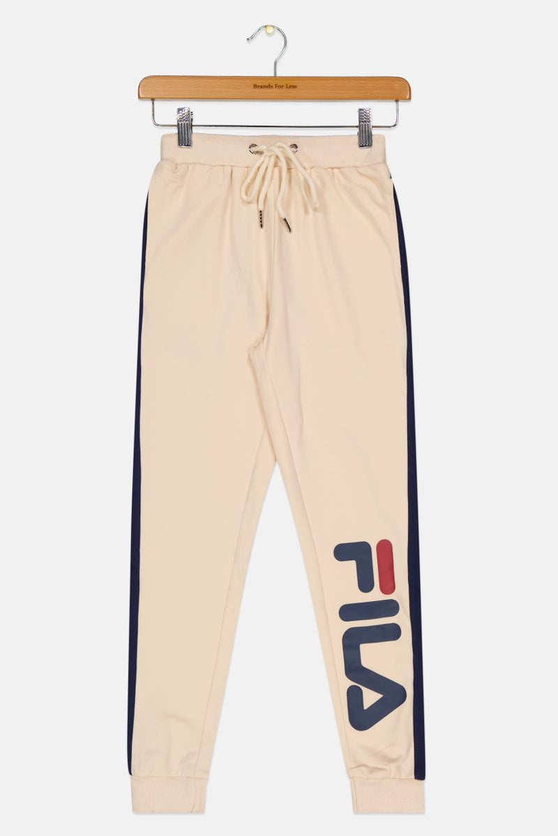 FILA Kids Girl Sportswear Fit Brand Logo Jogger Pants, Beige - Image 1