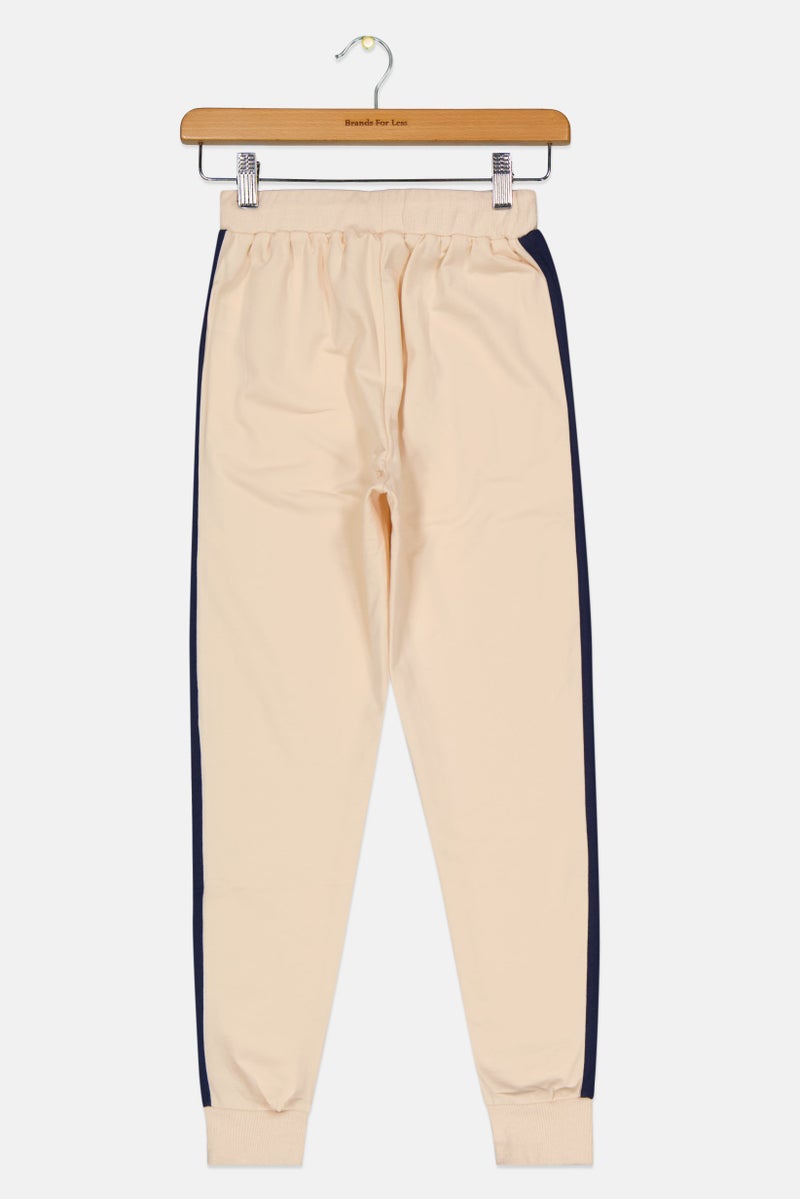 FILA Kids Girl Sportswear Fit Brand Logo Jogger Pants, Beige - Image 2
