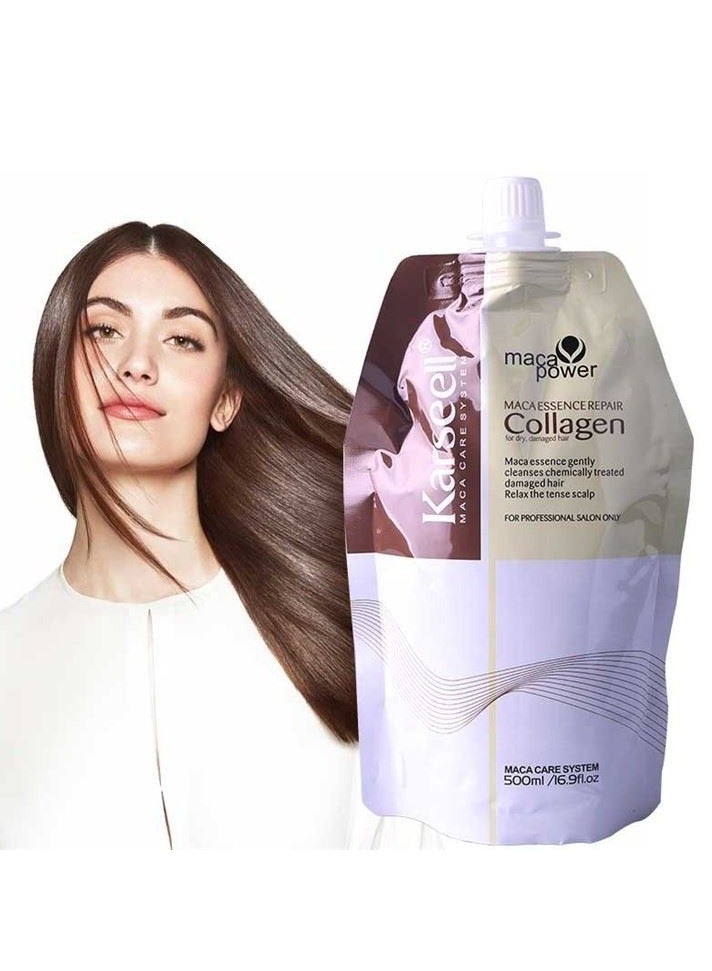 كارسيل قناع ماكا إسنس لإصلاح الشعر بالكولاجين ومضاد لتساقط الشعر 500 مل، علاج للشعر بالكولاجين، إصلاح عميق، ترطيب عميق، قناع شعر بالكولاجين بزيت الأرغان للشعر الجاف والتالف، لجميع أنواع الشعر، لون بيج - Image 1