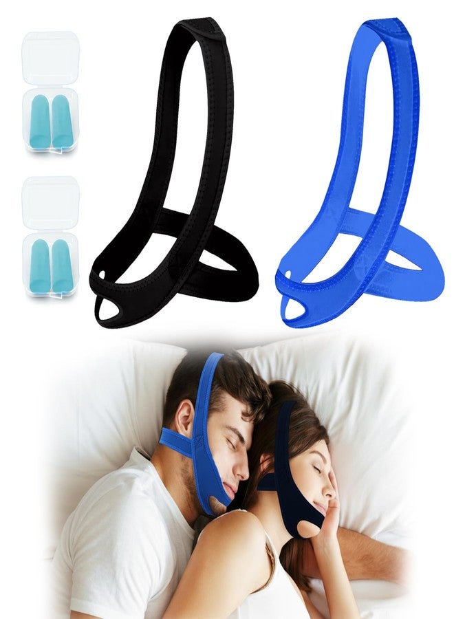 Charunee 2 Pcs Chin Strap for Sleeping,Adjustable Anti Snoring Chin Strap to Keep Mouth Closed,Jaw Strap for Sleep for Men Women,with Two Pairs of Earplugs,Stops Snoring & Dry Mouth - Image 1