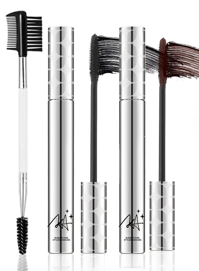 DuaTana Mascara for Older Women 60 Plus,2 Pcs Black Brown Waterproof Volumizing Prime Mascara for Mature Women Volume and Length Long Lasting with Thinning Lashes Hypoallergenic Eyelash Makeup Sensitive Eyes - Image 1