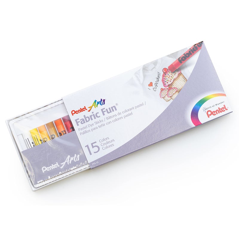 Pentel PTS15 Fabric Fun Pastel Dye Sticks - Assorted, Pack of 15 - Image 2
