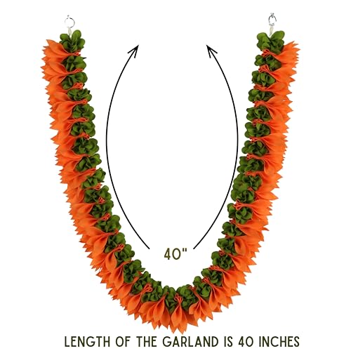 Daedal Crafters Flower Garland for Pooja Mandir Decoration, Hanging Mala for Photo Frame, Decorative Haar Mala for God Idols, Photo Frames of Loved Ones, Ancestors, Pitra & Pooja Room Décor (40 inch) - Image 4