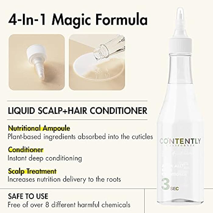 Contently 3 Seconds Miracle Hair Conditioner｜Instant sleek for High damaged hair｜With Hyaluronic Acid & Protein｜Silicone Free 10.14 fl.oz - Image 3