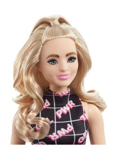 Mattel Games Barbie Fashionistas Doll In Girl Power Print Outfit & Accessories  - Image 4