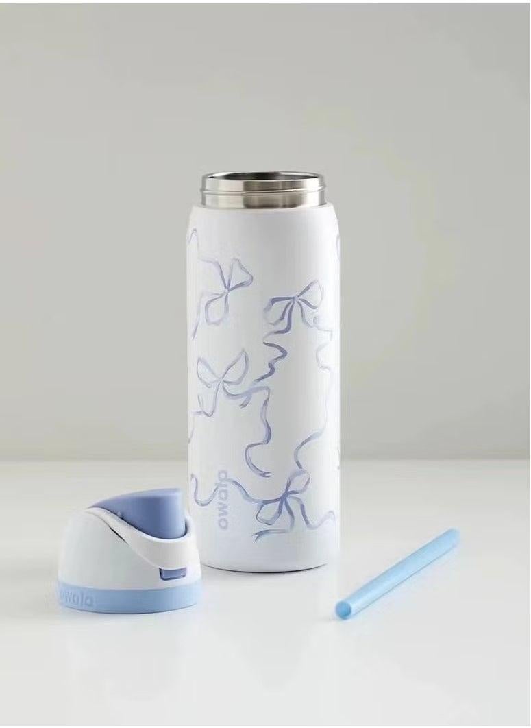 Freesip Insulated Stainless Steel Water Bottle With Straw For Sports And Travel, Bpa-Free, 24-Ounce,Blue Tie - view 5