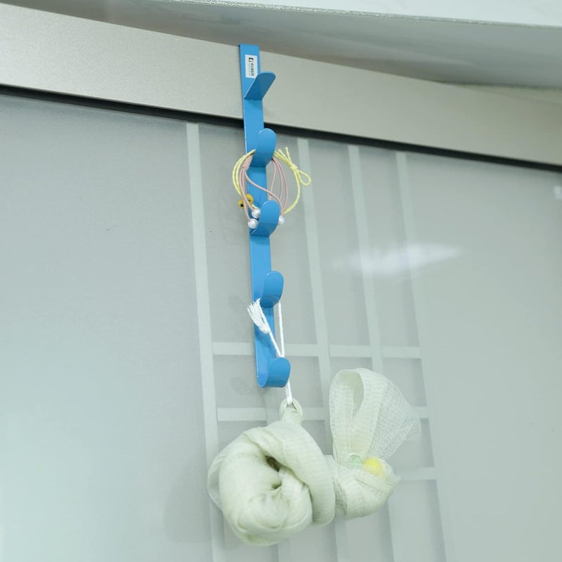 Homestic Homestic 5-Level Cloth Hanger|Multipurpose Cloth & Towel Holder|Iron Spray Material|Easy Installation|Interchangeable Over The Door Towel Holder|ZT-3115(B)|Blue - Image 3