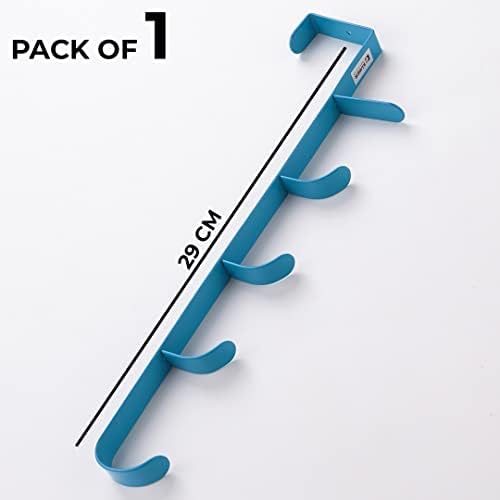 Homestic Homestic 5-Level Cloth Hanger|Multipurpose Cloth & Towel Holder|Iron Spray Material|Easy Installation|Interchangeable Over The Door Towel Holder|ZT-3115(B)|Blue - Image 2