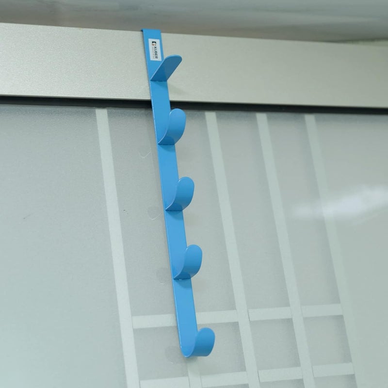 Homestic Homestic 5-Level Cloth Hanger|Multipurpose Cloth & Towel Holder|Iron Spray Material|Easy Installation|Interchangeable Over The Door Towel Holder|ZT-3115(B)|Blue - Image 1