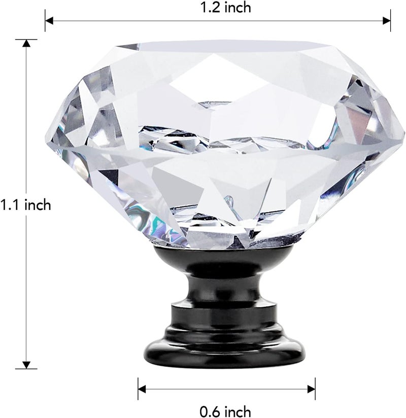 Ravinte 5 Pack Crystal Drawer Knobs - Glass Cabinet Knobs, Diamond Shaped, 30 mm with Black Base - Image 3