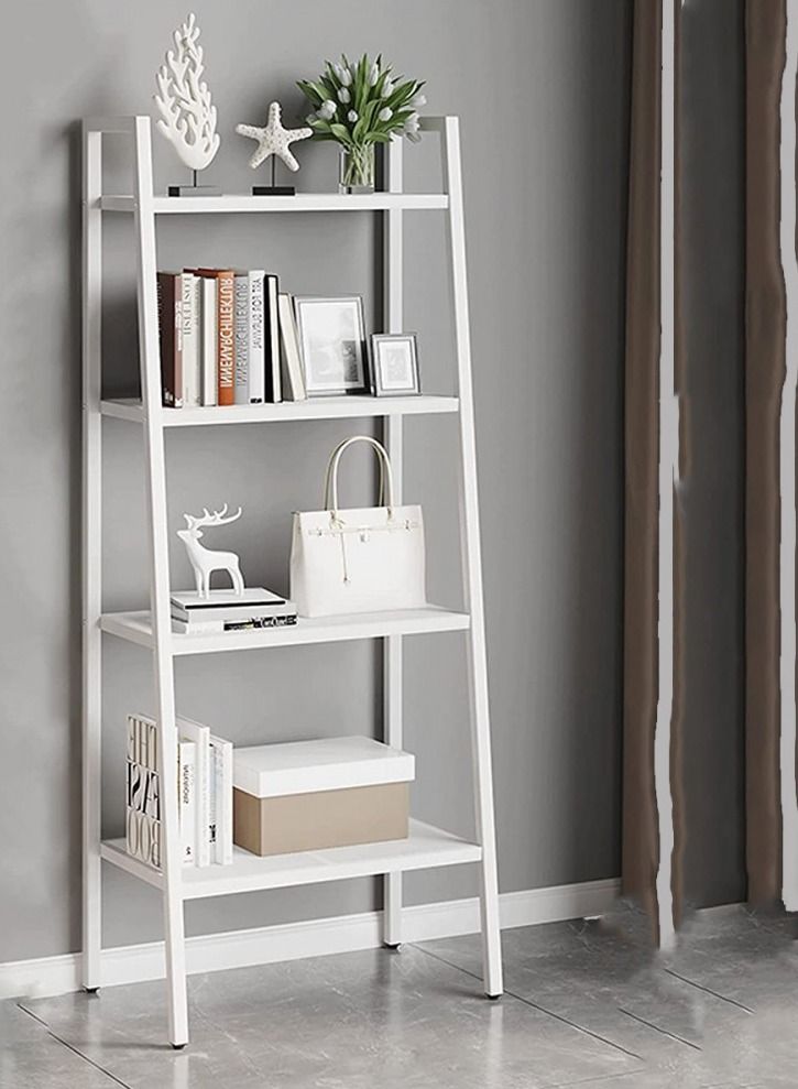 DRAMA HOME Storage Shelving Unit 4 Tiers Rectangular Shape White - Image 1