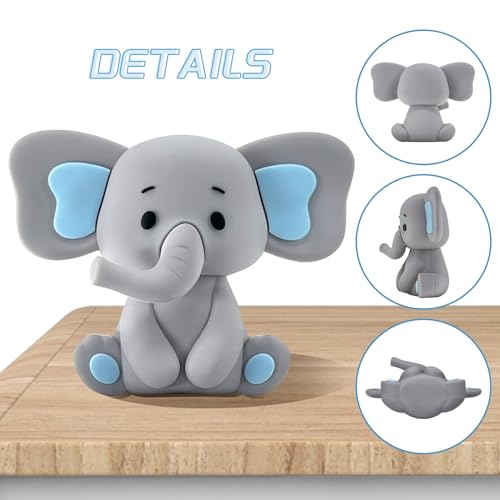 Zafena 28 Pcs Elephant Cake Toppers Balls Cake Decorations DIY Cake Topper for Boy Girl Baby Shower Birthday Party Decorations (Blue) - Image 4