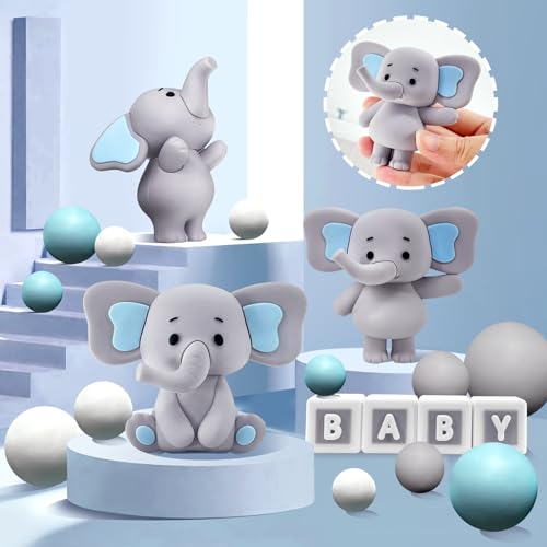 Zafena 28 Pcs Elephant Cake Toppers Balls Cake Decorations DIY Cake Topper for Boy Girl Baby Shower Birthday Party Decorations (Blue) - Image 2