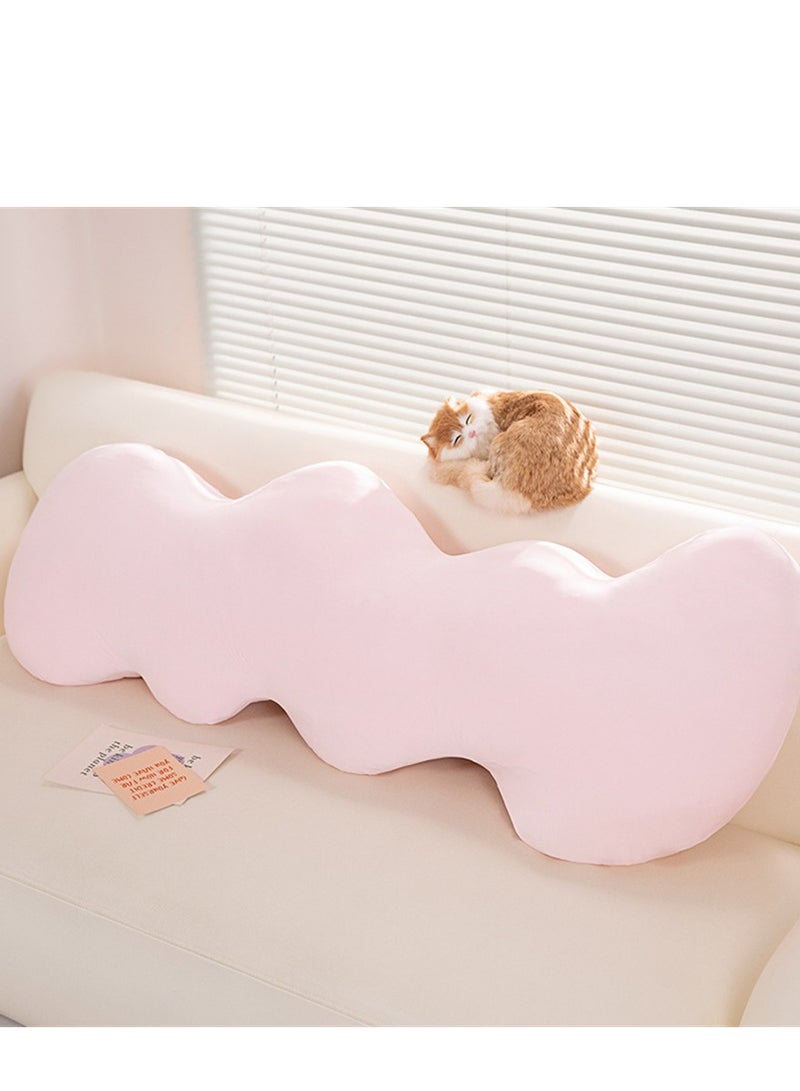 الوسادة الحنينة في شكل السحابة ، ملء القطن الناعم رمي الوسادة مع غسالة غسالة الوسادة ، المنزل الناعم الزخرفي الوسادة الجانب نائم وسادة الجسم للبنات والفتيان الجلوس والنوم ، الوردي - Image 2