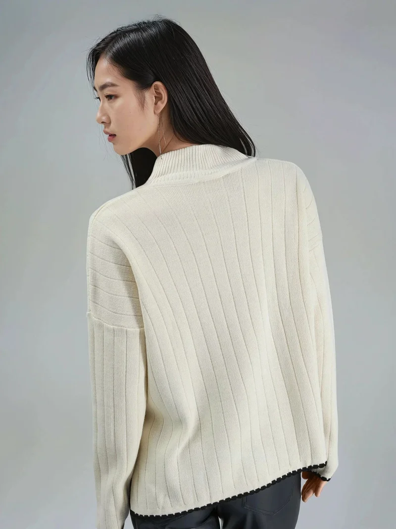 MY FASHION Beige Natural MY FASHION Oversized Sweater with Stitch Detail for Women | Best Price UAE