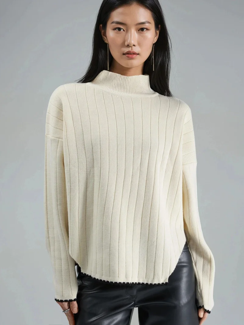 MY FASHION Oversized Sweater with Stitch Detail