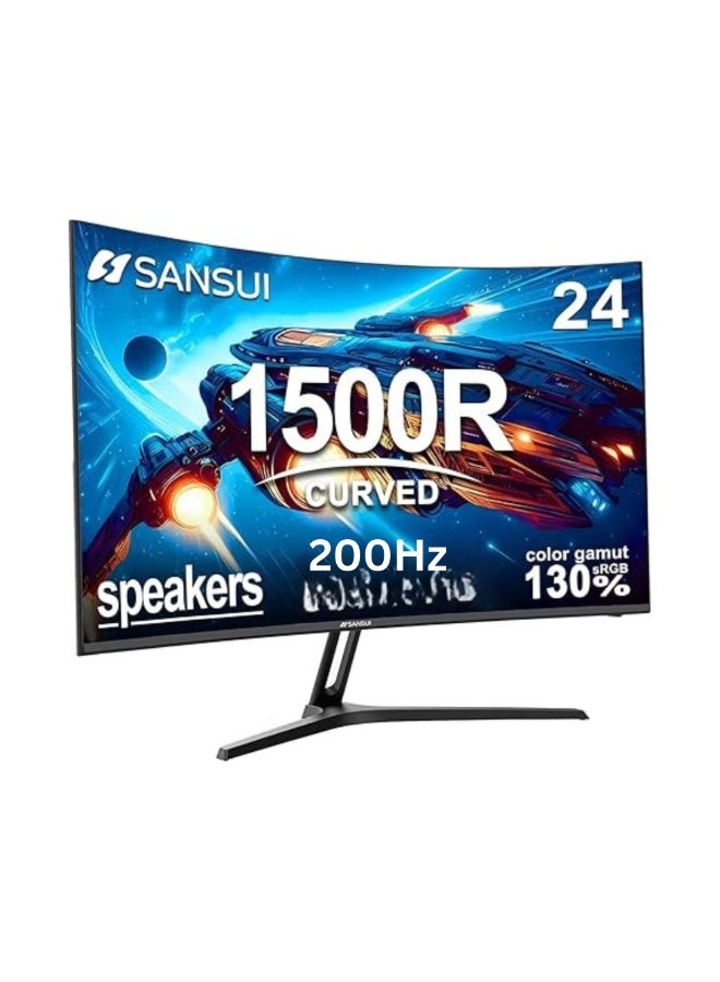 SANSUI 24 Inch Curved Gaming Monitor up to 200 Hz MPRT 1ms with Built-in Speakers,FHD 1080P Computer Monitor Freesync 130% sRGB HDR,HDMI DP Ports VESA Mount Metal Stand(ES-G24C1 HDMI Cable Included) - Image 1