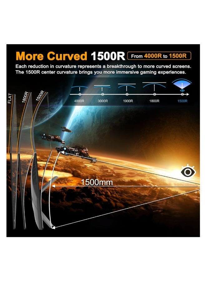 SANSUI 24 Inch Curved Gaming Monitor up to 200 Hz MPRT 1ms with Built-in Speakers,FHD 1080P Computer Monitor Freesync 130% sRGB HDR,HDMI DP Ports VESA Mount Metal Stand(ES-G24C1 HDMI Cable Included) - Image 4