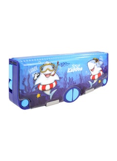 SMILY KIDDOS Smily Kiddos Multi Functional Pop Out Pencil Box for Kids Stationery for Children | 24.5 x 4 x 10cm | - Shark Theme - Blue  - Image 4