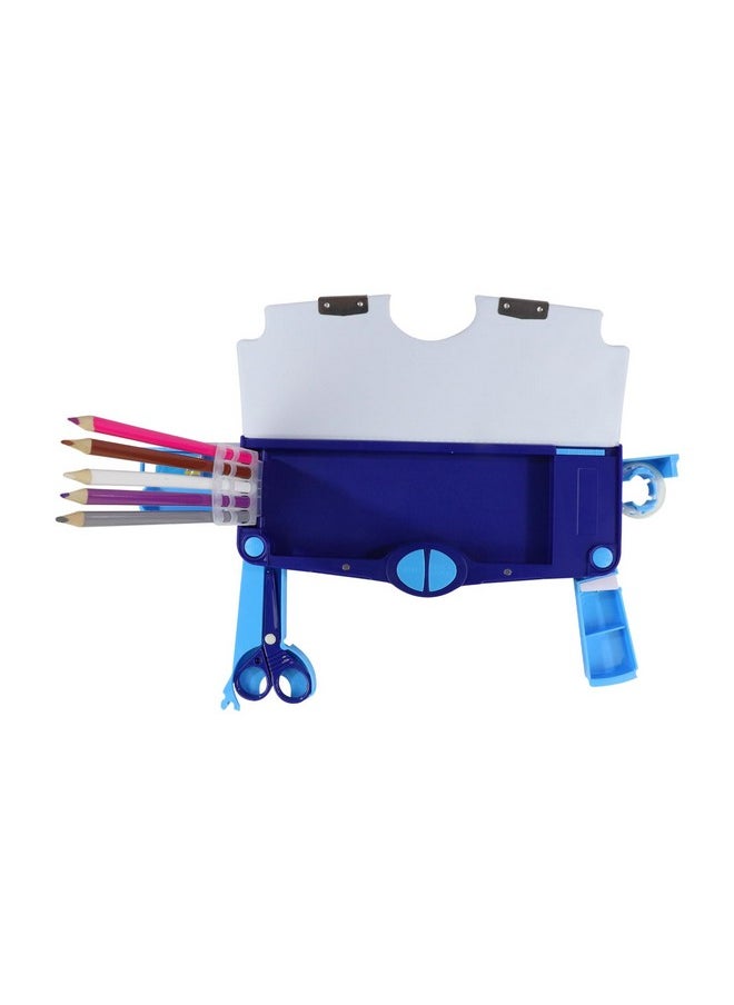 SMILY KIDDOS Smily Kiddos Multi Functional Pop Out Pencil Box for Kids Stationery for Children | 24.5 x 4 x 10cm | - Shark Theme - Blue  - Image 2