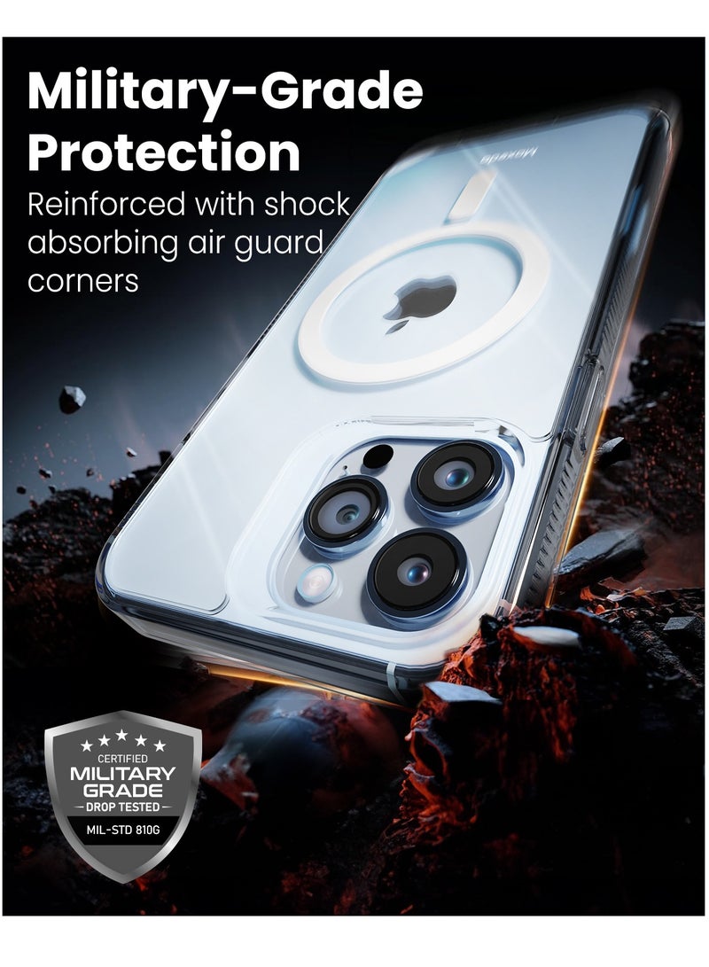 Moxedo حافظة موكسييدو المغناطيسية الواقية 360 درجة شفافة صلبة مع مغناطيسات قوية مدمجة متوافقة مع Magnetic Safe مصممة لجهاز آيفون 13 برو ماكس 6.7 بوصة (أبيض) - Image 5