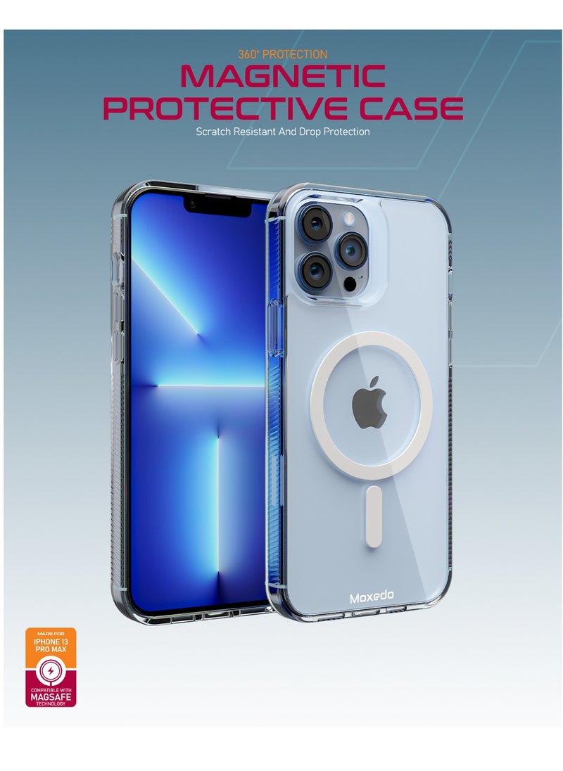 Moxedo Magnetic Protective Case 360 Protection Clear Case Hard PC with Built-in Strong Magnets Compatible with Magnetic Safe Designed for iPhone 13 Pro Max 6.7 inch (White) - pzsku/Z924496830B439A66225FZ/45/_/1700572240/320a9381-00cc-4b86-b6d5-b5e899b27cac