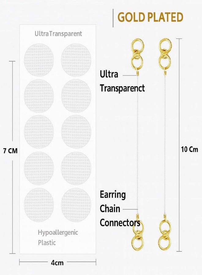 SUPER SOFTENER Gold Plated Invisible Transparent Flexible Stretchable and Adjustable Lightweight Elastic Heavy Earrings Support Ear Chains for Women and Girls Includes With Invisible Earlobe Support Patches (5 Pair with 50 Support Patches) - Image 5