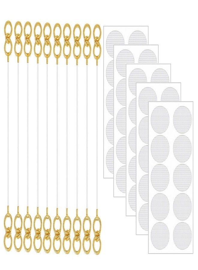 SUPER SOFTENER Gold Plated Invisible Transparent Flexible Stretchable and Adjustable Lightweight Elastic Heavy Earrings Support Ear Chains for Women and Girls Includes With Invisible Earlobe Support Patches (5 Pair with 50 Support Patches) - Image 1