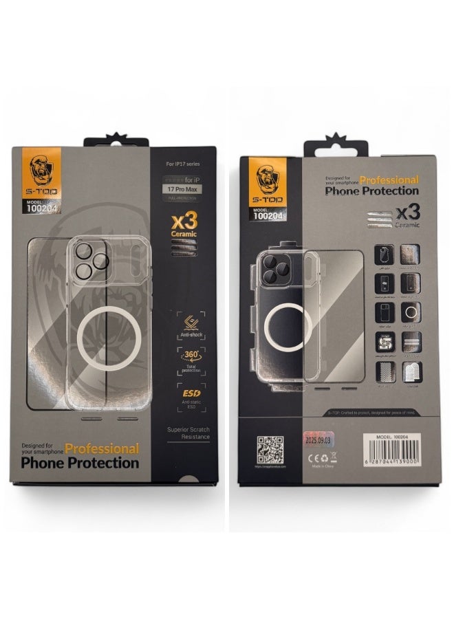 اس-توب بكج حماية شامل 10 في 1 من S-TOP لهاتف iPhone 17 Pro Max – حماية كاملة مع كفر، حراري، سيراميك، ماج سيف وملحقات إضافية - Image 1