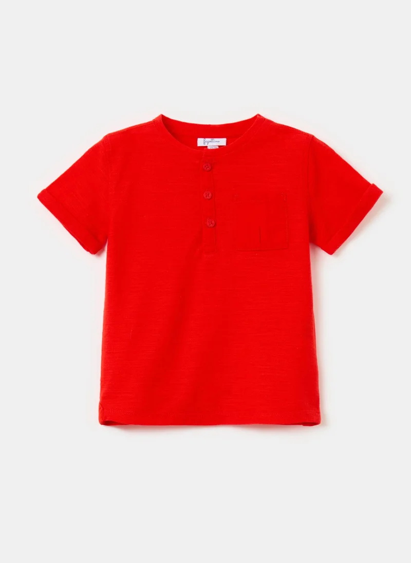 او في اس Textured Cotton T-Shirt With Pocket
