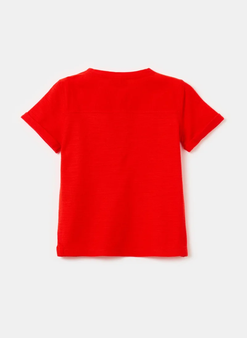 او في اس Textured Cotton T-Shirt With Pocket