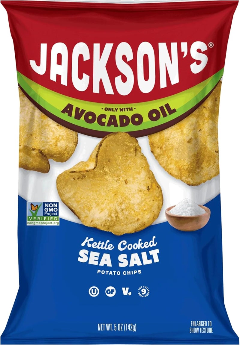 Jackson's Jackson’s Kettle Cooked Sea Salt Potato Chips - 5oz Pack of 7 with Premium Avocado Oil - Image 1