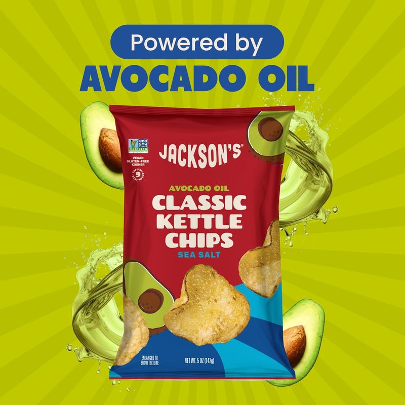 Jackson's Jackson’s Kettle Cooked Sea Salt Potato Chips - 5oz Pack of 7 with Premium Avocado Oil - Image 4